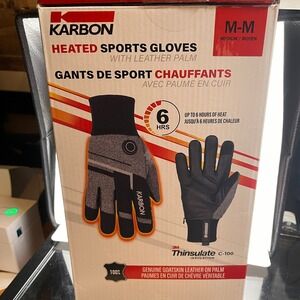 Karbon Genuine Goatskin Leather 3M Thinsulate Heated Sport Gloves Sz Medium M